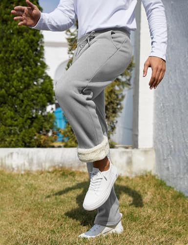 Flygo Men's Fleece Lined Sherpa Sweatpants Winter Warm Pants Jogger Lounge Athletic Pant with Pockets