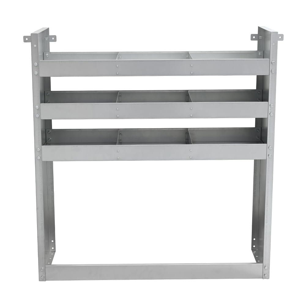 Kit scaffale furgone universale Ducato Boxer Jumper Transit Sprinter Movano – 3 vasche Magnelis anticorrosione fissaggio pavimento e parete 101x108x36 cm