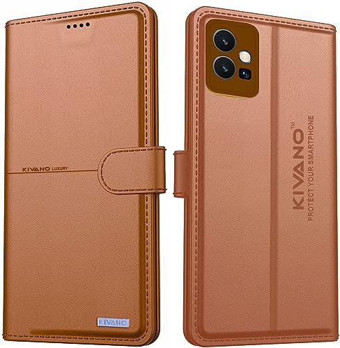 Image of KIVANO Compatible with Vivo T1 5G / Vivo Y75 5G / iQOO Z6 5G Flip Cover | Leather Finish | Inside Pockets & Inbuilt Stand | Shockproof Wallet Style Magnetic Closure Back Cover Case