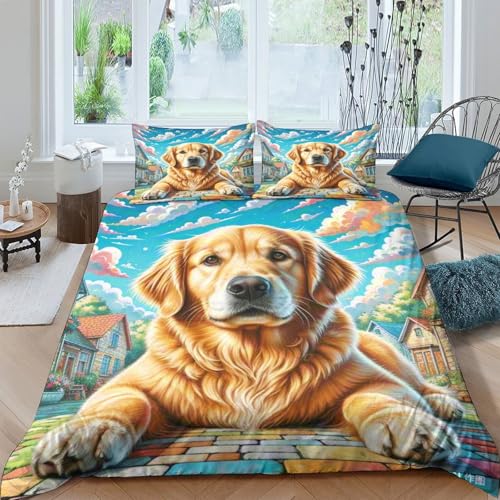 Housse de couette Golden Retriever fermeture éclair lit double - 2