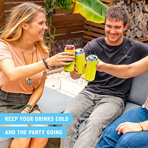 Image of Slim Can Cooler Sleeves (30-Pack) Soft Insulated Slim Can Koolie for White Claw Seltzer & Slim Beer - HTV Blanks for Vinyl Projects - Skinny Can Koolies Bulk - Tall Can Coolies for Slim Cans (Yellow)