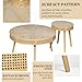 Wnutrees Farmhouse Round Coffee Table, Rustic Sofa Side Tea Tables Nesting Center Table Set with Handmade Rattan for Living Room, French Country Decor, Natural, 2Pack