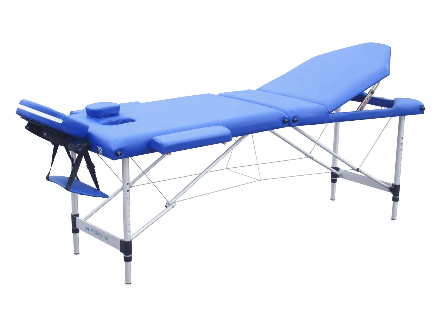 Mobiclinic®, Camilla de Masaje Plegable, CA-01 Plus, Mesa, Reposacabezas, Aluminio y Polipiel, 3 Cuerpos, Fisioterapia, Altura Regulable, 186x60 cm, Portátil, Azul