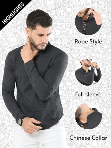 Image of fanideaz Mens Premium Cotton Full Sleeve Round Neck T Shirt for Men with Stylish Rope Design Trendy Look Comfortable Casual Wear Daily Office Use Regular Fit