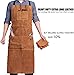 FRAHS Welding Apron, Leather Shop Apron with 6 Tool Pockets, Heat & Flame Resistant Heavy Duty Welding Apron (Color : Black, Size : One Size)