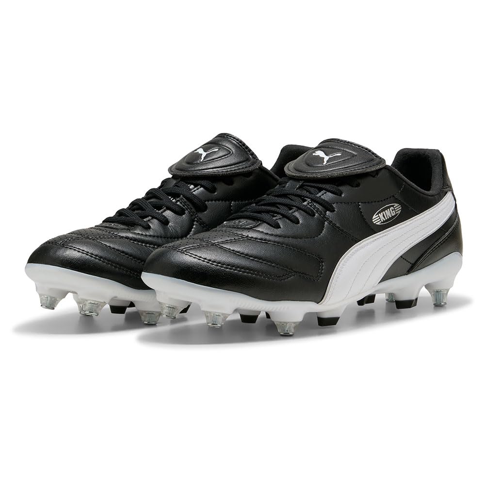PUMA Unisex King LIGA MXSG Soccer Shoe, Black White Silver, 9.5 UK