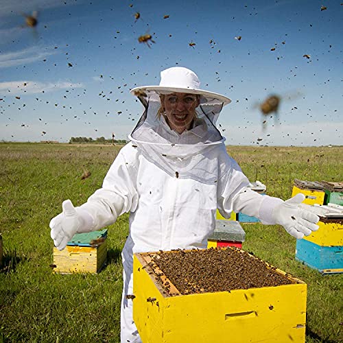 Kyowoll Bienenzucht Handschuhe - Imkerhandschuhe mit Ziegenleder mit Belüftetem Lange Ärmel Handgelenken,Bienenhaltung… – Bild 7