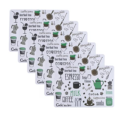 Image of 6 Pieces PVC PlaceMat - Non-Slip, Heat Resistant and Washable Hot Insulation Pad - Modern Waterproof Placemats for Decorations, Dining Table, Kitchen, Restaurant, Hotel (6-Piece, Green)