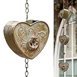 PHWOTAN 8.5FT Metal Rain Chains for Gutters, Hand-Crafted Heart-Shaped Iron Rain Chain for Outside,