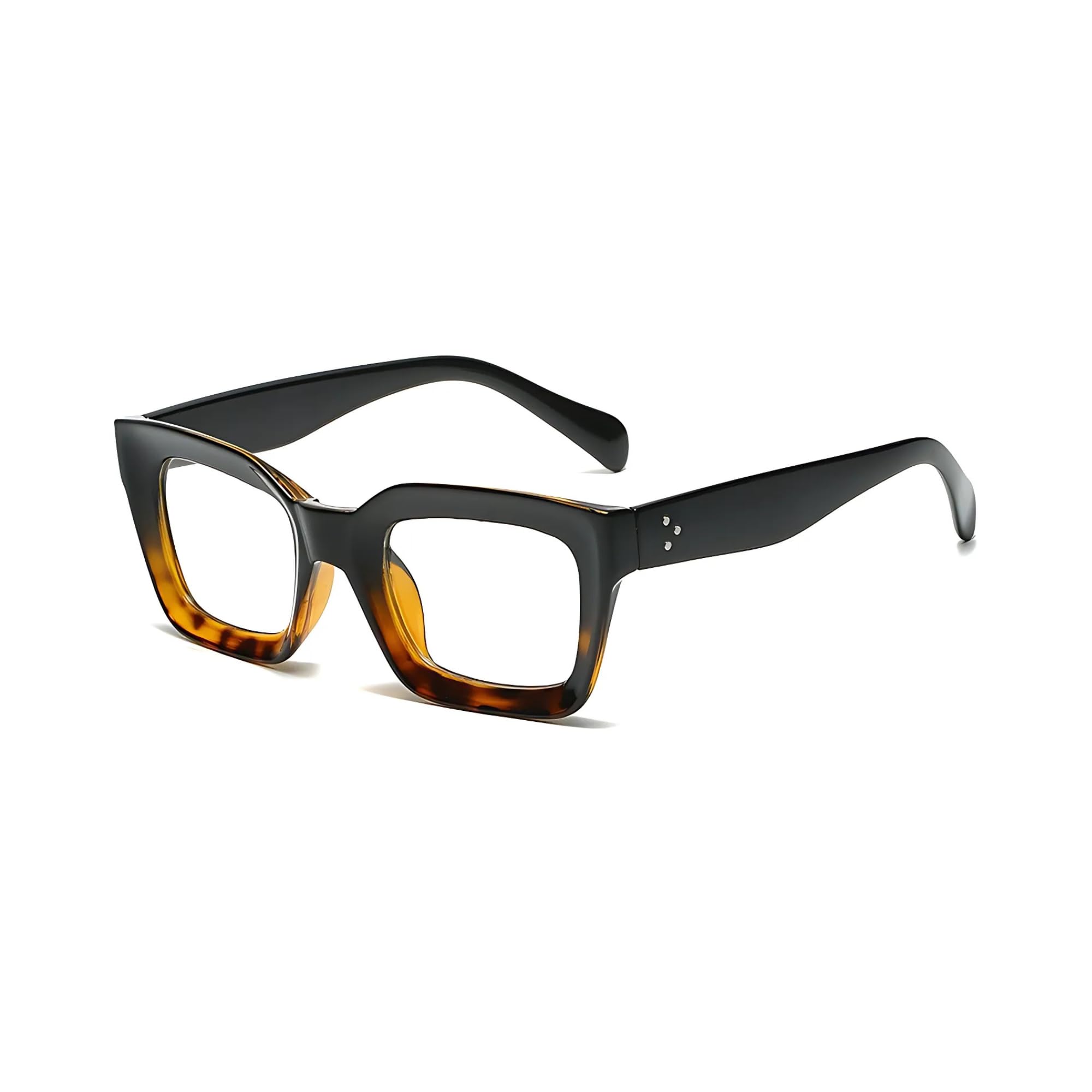 4Flaunt Dotted Series Oversized Square Blue Light Blocking Glasses for Women & Men | Thick Bold Stylish Glares with UV400 Protection | Computer, Gaming & Screen Time Eyewear (C5 - Black Demi)