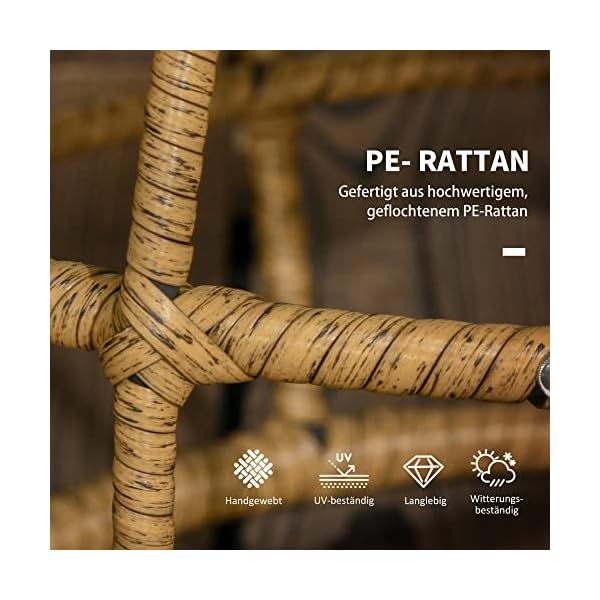 Outsunny Beistelltisch-Set Rattan Sand Boho-Stil