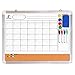 Pack Calendrier Mural Tableau Blanc/Liège – 60x45cm Grand Calendrier Magnetique Mensuel Effaçable avec 1 Effaceur Magnétique, 4 Feutres de Couleur Effaçables à Sec, 4 Aimants et 10 Épingles