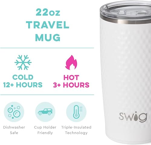 Miniatura 4 de Swig Life Juego de pelota de golf XL | Taza de viaje de 22 onzas con asa y tapa + vaso con triple aislamiento de 32 onzas con tapa, acero