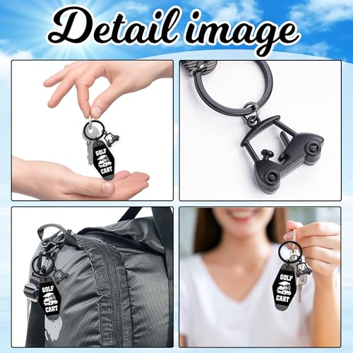 Image of Golf Cart Keychain for Women Men - Keys To The Golf Cart Accessories Retro Metal Keychains for Golf Lovers Players