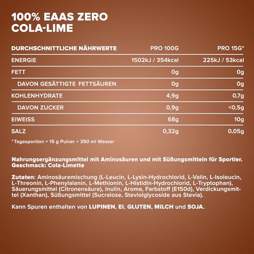 EAA Pulver IronMaxx 100% EAAs Zero Cola-Lime 500g Dose