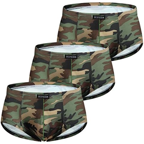 YUFEIDA Men's Mini Boxer Brief Camouflage Low Rise Underpants Cover