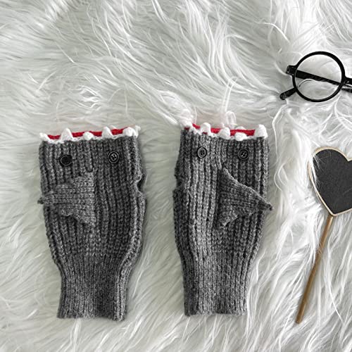 Womens Handmade Gray Knitted Autumn Winter Gloves Retro Crochet Gloves Thumbhole Mittens Wrist Arm Warmers #TOP1