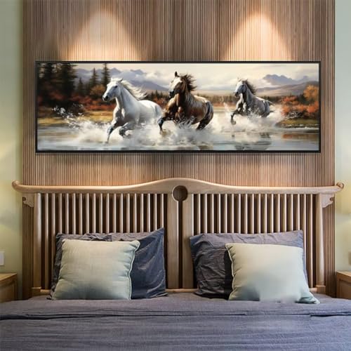 Diamond Painting pour Enfant et Adulte - Kit Anti-Stress Broderie Cheval 40x120cm