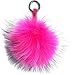 FISH IN THE SEA - Echtfell - Bommel - Pink Neon mit Schlüsselring - XXL - 15-17cm - Premium - Fellbommel - Echtpelz - Pelzbommel - Taschenanhänger - Schlüsselanhänger