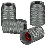 SWSMYZFF Stilvoll Ventilkappen Autoreifen, für Nissan Pixo Pino Otti Platina Almera Pulsar Tiida Versa Sunny Sicher langlebig Reifenventil-Staubschutzkappen,Grey