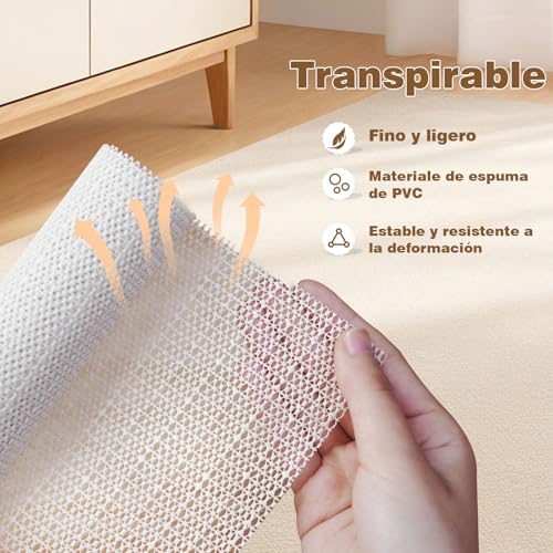 LUSEE Alfombra Antideslizante, 120x160cm Bases Antideslizantes para alfombras, PVC Multiusos Base de Antideslizante para Cajones Estantes Bandeja Alfombra - imagen 3
