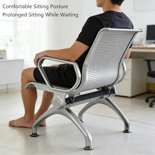 Silla individual de metal para hospital y oficina con acabado plateado premium 7