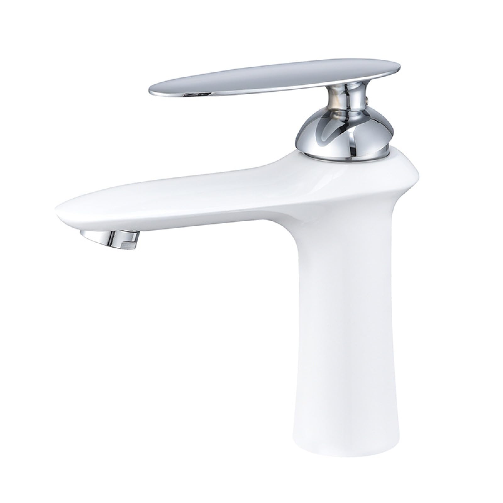 Fanjubei Chrome And White Washbasin Faucet Bathroom Copper Sink Hot And Cold Water Faucet, Chrome With White