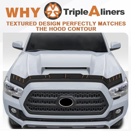 Image of TripleAliners Hood Bug Deflector Protector for 2016-2023 Toyota Tacoma | Hood Protector, Bug Deflector Shield Replacement, Flexible TPE Material, Easy to Install, Upgraded adhesion