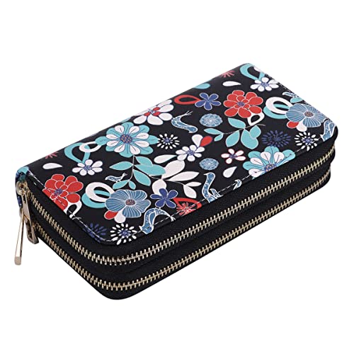 Image of XEYOU Double Zipper Long Clutch Wallet Cellphone Wallet for Women with Removable Wristlet Strap for Credit Card, Cash, Coin, Bill