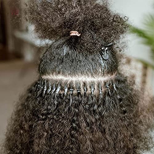 Mongolian Afro Kinky Curly Human Hair I Tip Hair Extensions Remy Curly Human Hair Microlink I Tip Human Hair Extensions 100Strands Hotsale (12inch 100strand, Natural color)