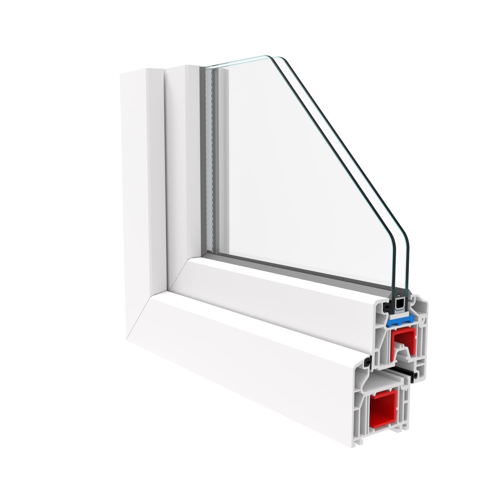 LORAC Finestra Inclinabile In PVC Doppio Vetro, 600x500mm, Telaio 6 Camere 75mm, Alto Isolamento Termico E Acustico, Rinforzata Con Anima In Acciaio 1,5mm, Durevole, Stabile