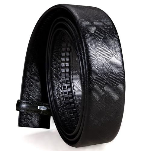 Image of Barry.Wang Mens Belts Leather Ratchet Automatic Buckle Slide Click 1 3 /8 inch Designer Dress Fashion Classic Casual Work Business