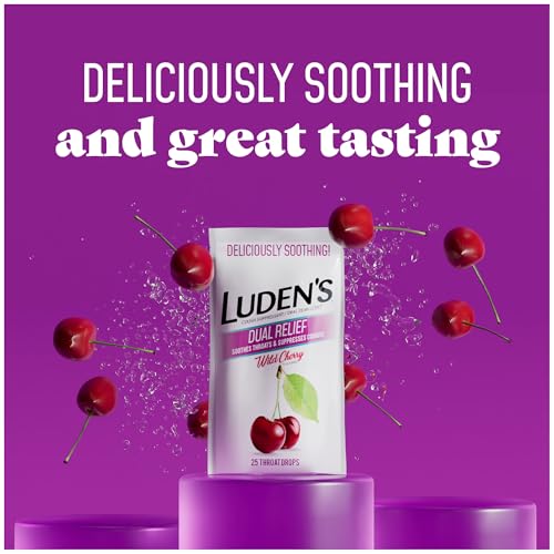 luden39s soothing throat drops dual relief wild cherry 25 ct pack of 12