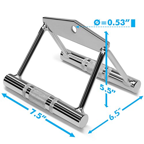 A2Zcare Combo Tricep Press Down Cable Attachment | Multi-Option: Double D Handle, V-Shaped Bar, Tricep Rope, Rotating Straight Bar (V Handle + Rotating Bar) #TOP1