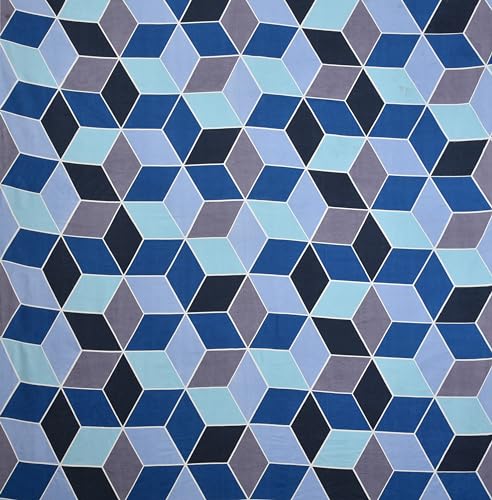 Image of HOMEKART 3D Printed 144 Tc Microfiber Double Bedsheet with 2 King Size Pillow Covers Breathable | Wrinklfree | Summer | Topsheet (Blue & Black Cricle Print, 90 x 90 Inches)