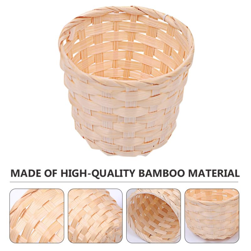 Cestas de almacenamiento de madera y bambú con acabados artesanales rústicos 3