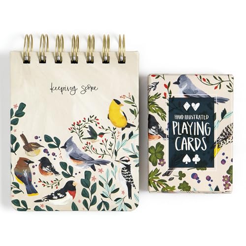 Baraja de cartas temáticas de pájaros Póker con bloc de puntuación