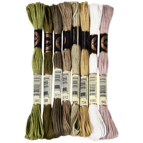 Image of 70 Yards 8 Skeins Gradient 6 Strands Matcha Green Polyester Embroidery Thread Cross Stitch Floss Variegated Friendship Bracelet String Assorted Bulk for Hand Sewing Making Knitting Supply