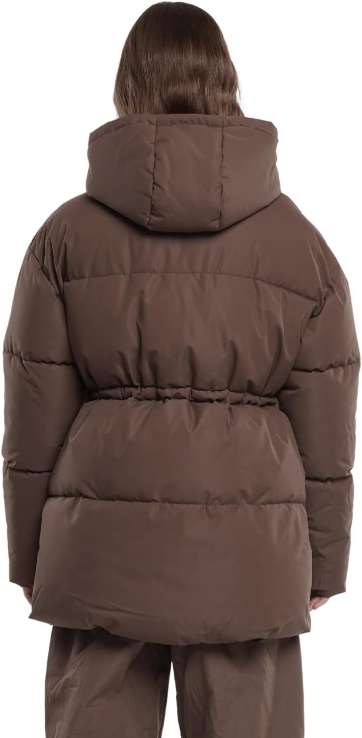 Women's Winter Puffer Jackets, Winter Jacket Hooded, Waist Drawstring, Ladies Warm Outwear Coat - Image 2