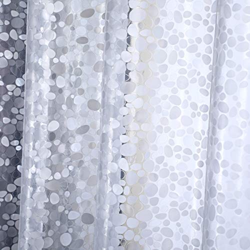 Image of Short Shower Curtain Liner 65 inch, Pebble Translucent EVA Bath Shower Liners, Heavy Duty, Cobblestone, 72 x 65 inch