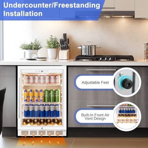 Image of FoMup 24 inch Undercounter Beverage Refrigerator with Glass Door, 200-Can