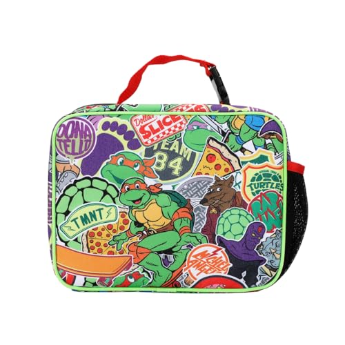 Image of TMNT Classic Retro Cartoon Characters & Icons All-Over Print 8 inch Lunch Bag