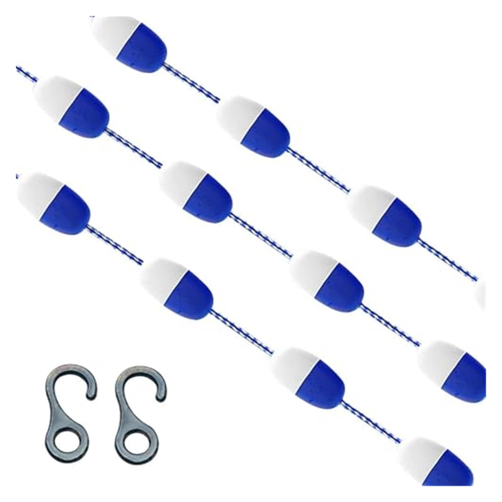 Gancho De Seguridad Para Piscina, Cuerda De Seguridad Para Piscina, Línea De Seguridad Para Piscina De Alta Flotabilidad, Cuerda De Seguridad Para Piscina Trenzada De Nailon,,Blue White,19.9m Long/65