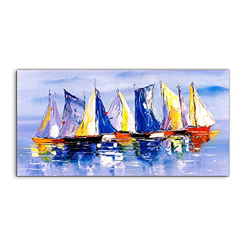 Image acrylique 120x60cm sea boat sky pour illuminer un salon sombre