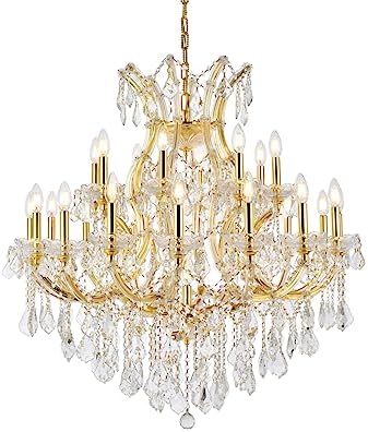 Elegant Lighting Theresa Collection 25-Light Hanging Fixture Royal Cut Crystal with Gold Finish