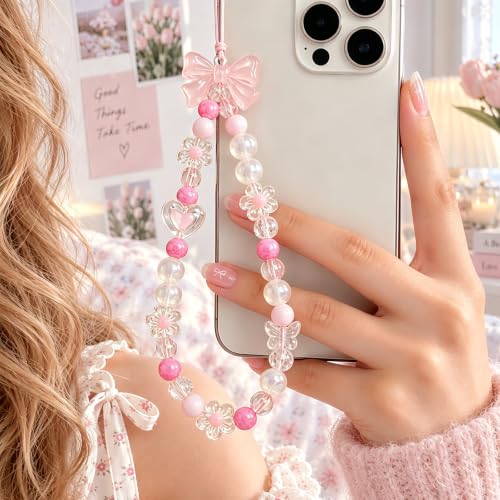 Image of Beaded Camera Wrist Strap Cute Digital Camera Charm Lanyard, Phone Wristlet Charms, Phone Chain for Camera
