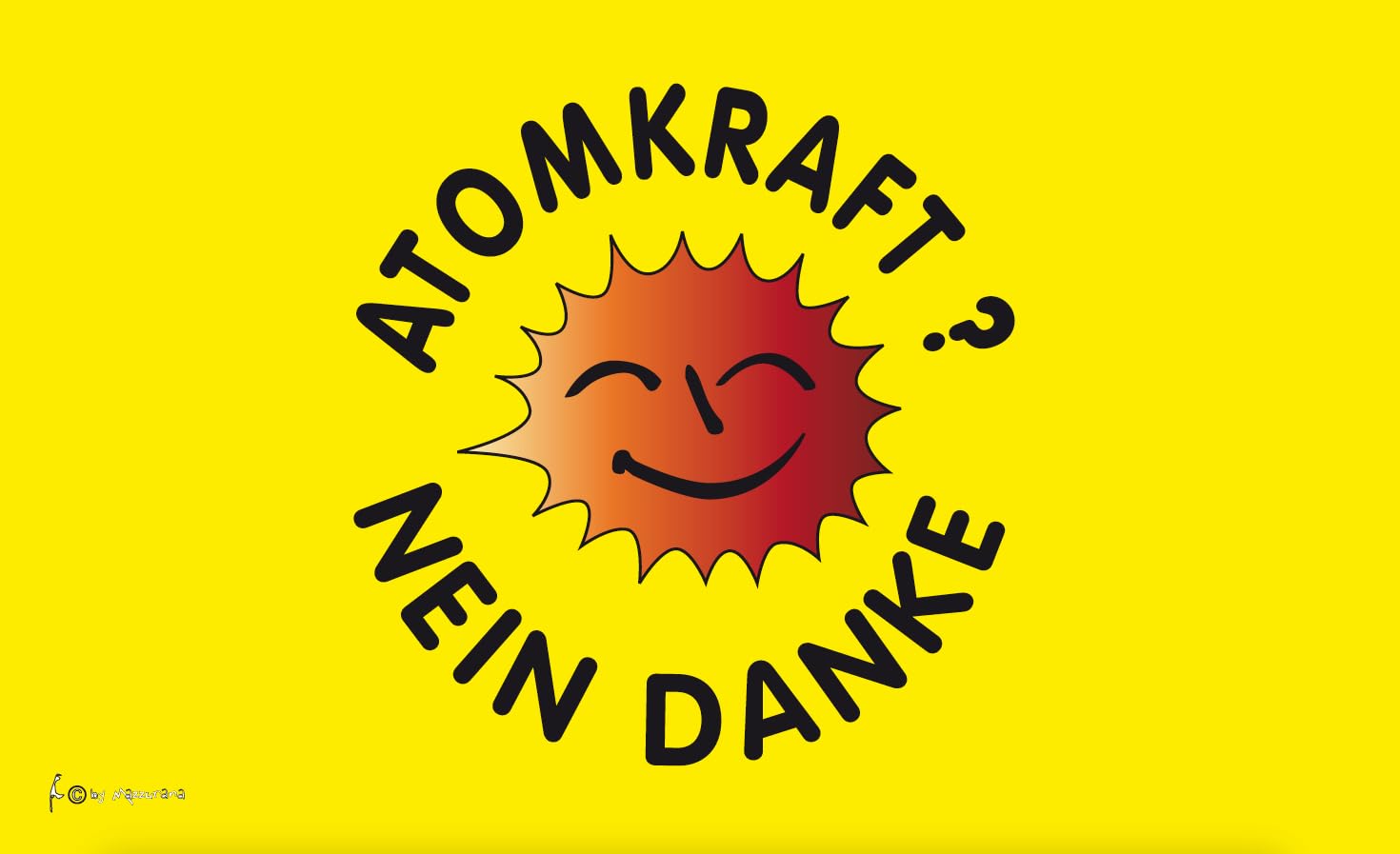 Drapeau de remerciement Atomkraft suspendu dans un salon pour une fête de famille