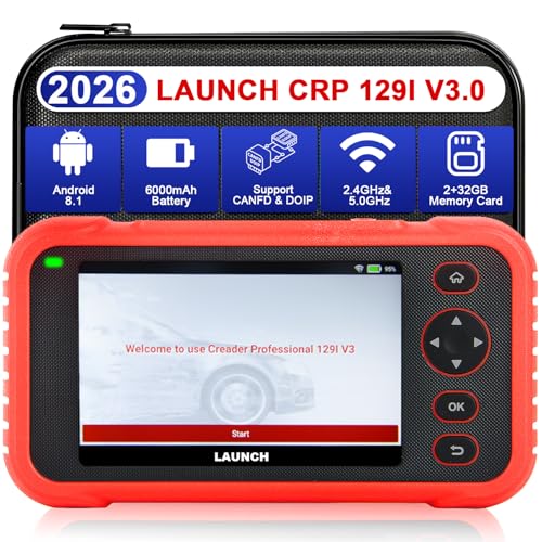 Launch Scanner CRP129i V3.0(Upgrade of CRP123I), Professional OBD2 Scanner Diagnostic Tool with ABS and SRS, ENG, Transmission, FCA AutoAuth Code Reader for Cars and Trucks,Oil,DPF,TPMS Car Scan Tool