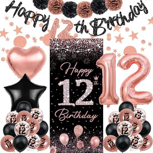 Happy 12th Birthday Yard Sign & Door Banner – Blue Theme Party Decor For Boys & Girls