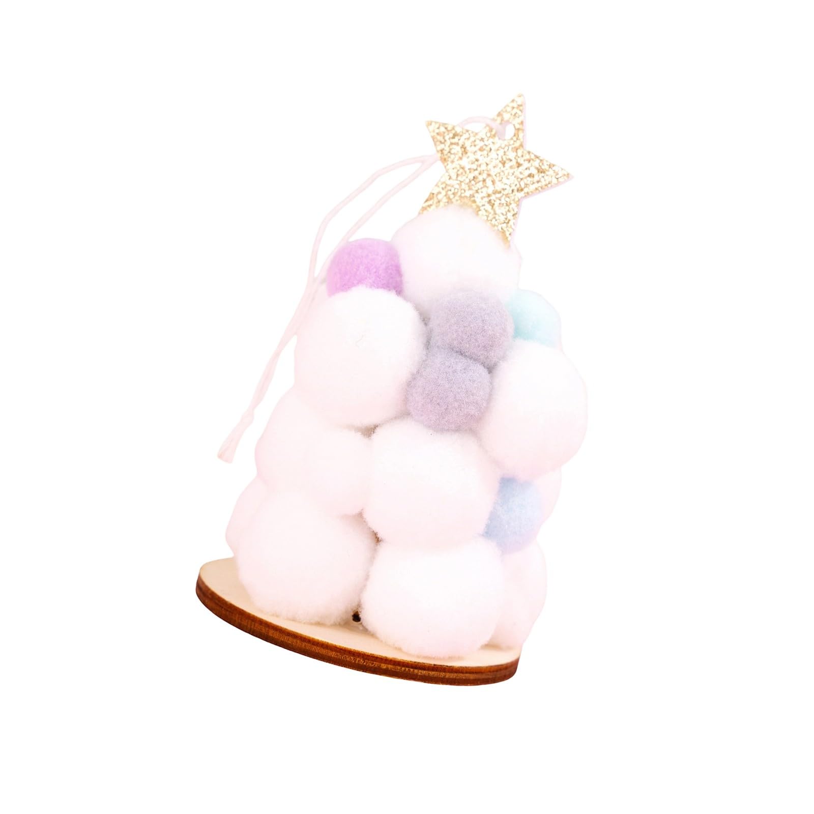 Shntig E Ball Tre Ornament For Christmas Decor, Soft Seasonal Accent With Wooden Bas For Hom And Party Display Soft Seasonal Accent With Wooden Bas For Hom And Party Display